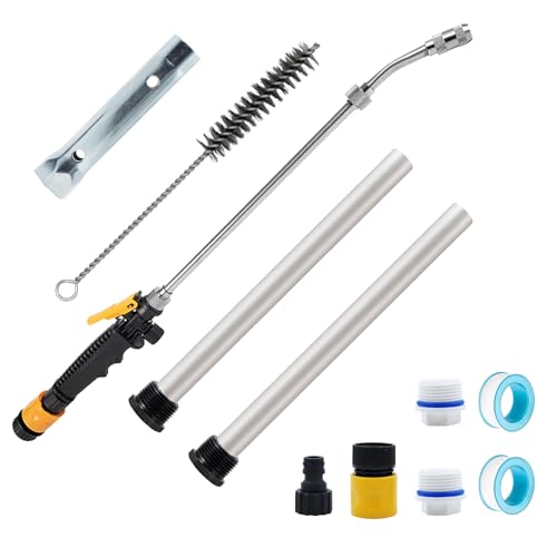 RV Water Heater Anode, Hot Water Heater Flush Wand and Stainless Steel Brush Kit for Cleaning Sediment - Designed for Suburban and Mor-Flo Water Heaters (9 Pcs RV Anode Rod Kit)