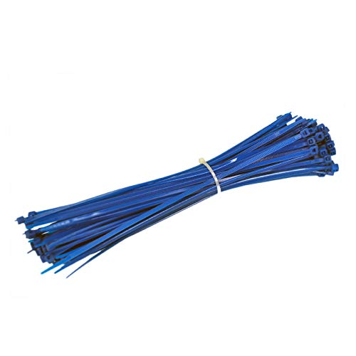 Nylon Zip Ties (Pack of 100) 8 Inch with Self Locking Cable Ties (Blue)