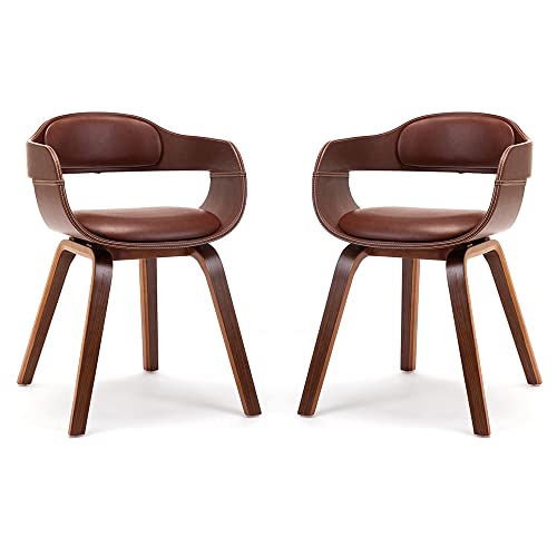 Mingone Set di 2 Sedie da Pranzo Moderne Sedia da Cucina Poltrone in Legno Massello Noce Sedie da Soggiorno Poltrone con Gambe in Legno Massello Sedia da Sala d'attesa, Marrone