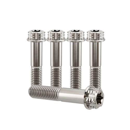 Image of RISON Titanium Bolts M10*1.25 * 50 Torx Titanium Bolts for Motorcycles Hex Head Dual Drive Original Titanium Flange Bolt Pack of 5