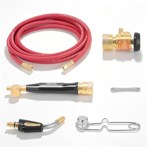 Image of VEVOR Air Acetylene Torch Kit, Acetylene Gas Welding Tool with 11.8FT Rubber Hose, PL-8A Self-Lighting Welding Tip & CGA200 Regulator, Swirl Frame Brazing Torch Kit for Home Industrial Metalworking