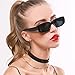 ADE WU Rectangle Sunglasses for Women Men Retro 90s Trendy Narrow Rectangular Sun Glasses Fashion Y2K Rave Unisex Stylish, Black Frame Grey Lens