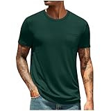 t shirt sport homme Générique T-Shirts à Manches Courtes Homme Uni Haut Col Rond avec Ourlet Droit et Respirabilité Athletic Fit Tshirt Chemise pour Vie Active en Ville