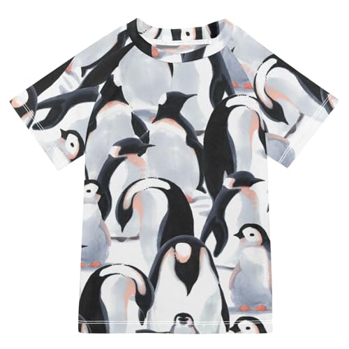 Aflyko Natural Kid Rashguard Shirt Penguin Bird Family Boys Girls Swimsuit Top