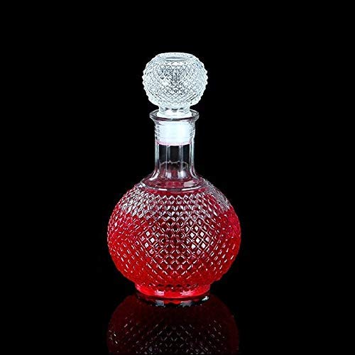 Wellxo Glass European Style Round Decanter for Liquor, Whisky, Vodka, Scotch, Wine, Beer, Milk, Juice, Water, Tea with Round Lid-Set of 1 (500 ml Decanter)