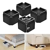ZDDLOINP 4 Pack Furniture Risers Adjustable Bed Risers 2 Inch, Square Bed Lifts Risers Heavy Duty Bed Risers Stackable Risers for Bed, Sofa, Desk, Table, Dresser, Couch Supports up to 2000 Lbs