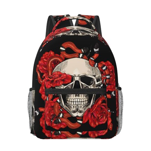 Sacs à dos pour enfants imprimé serpent roses, grand sac étudiant pour les cours