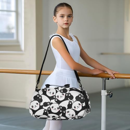 Travel Duffle Bag for Kids Boys Girls Panda Little Animal Print Sports Bag Overnighter Duffle Sleepover Weekender with Shoes Compartment2