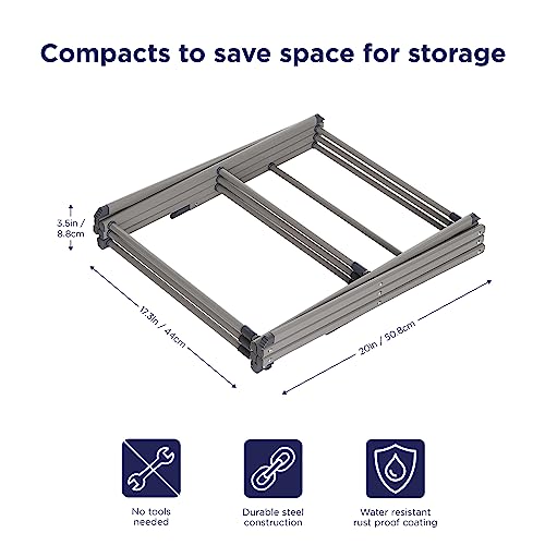 BLACK+DECKER Laundry Organization Expandable/Collapsible Clothes Drying Rack. Essential for Camping/Trailers or Anywhere You Air Dry Laundry. Oversized for Multiple Garments, (Grey)