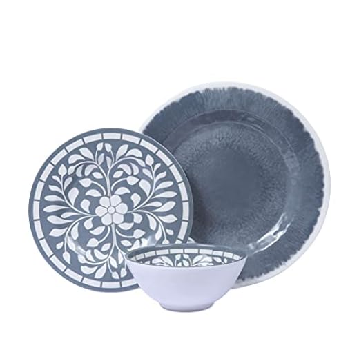 Dinnerware Sets - Melamine Plates and Bowls Set for Daily use, Camping RVing Dishes Set, Grey
