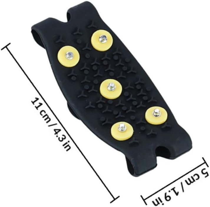 MAGICLULU 2 Pairs Ice Grippers Shoes Crampons with 5 Teeth Yellow Buckle TPE Non-Slip Shoe Covers for Winter Outdoor Snow Traction Cleats