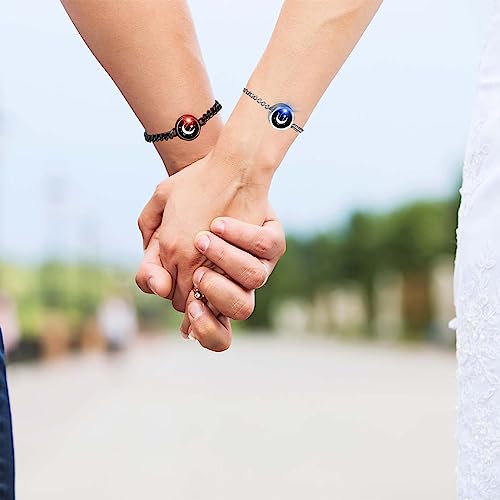 Image of Long Distance Touch Bracelets, Couples Bracelets, Remote Smart Matching Couples Bracelet for Couples Suitable for Long Distance Relationship Girlfriend Boyfriend Passing on Love and Miss Gifts