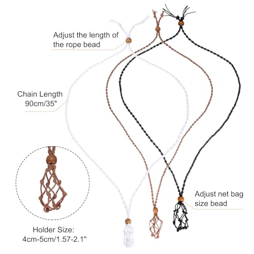 Support de collier en filet tressé main réglable noir café blanc 18pcs