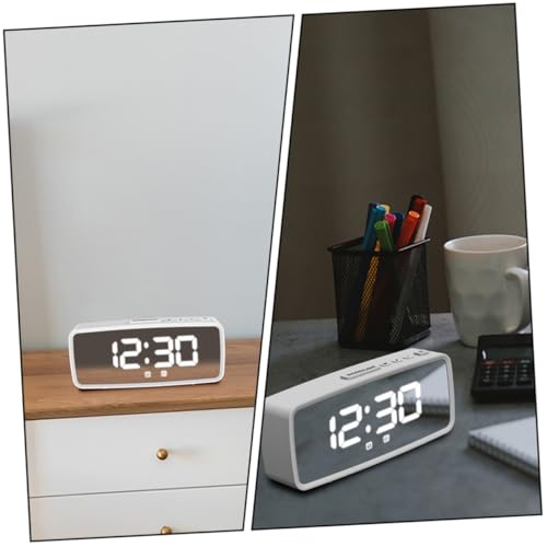SMASOLO デジタル目覚まし時計 卓上鏡面表示 シンプルデザイン 静音機能付き インテリア装飾兼用 寝室 オフィス向け