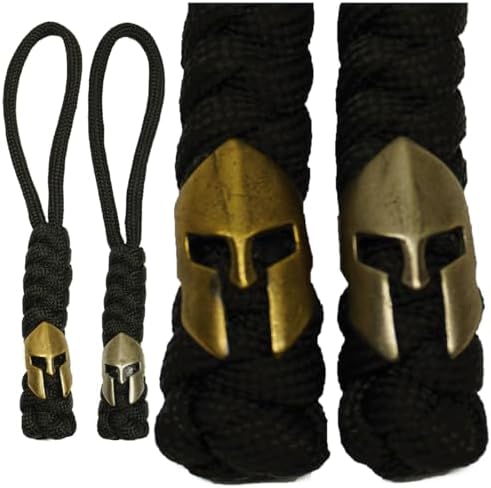 BORED? PARACORD! A Gold or Silver Spartan Head Bead Woven Paracord Lanyard or Zipper Pull with Unique Charm EDC Gear Accessory image 5