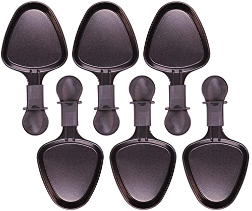 Lot de 6 poêlons à raclette ovales 27041 (L x l x H) : 10,5 x 10 x 1,4 cm (poêle) - Longueur totale : 19,7 cm - Passe au lave-vaisselle - Compatible avec Klarstein/Princess/Tistar/Tefal comme XA400102