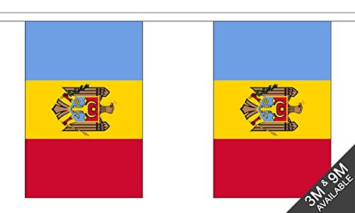 Flagtex Moldova Fabric Bunting – 9m with 30 Flags – Indoor & Outdoor Decoration – String Flags Banners Moldovan Eastern Europe — image 1
