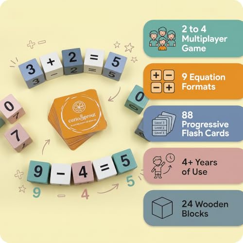 Image of Addition & Subtraction Learning Kit | Wooden Math Blocks Game | Educational Toys for Kids 4-8 Years | Cognitive Development | Screen-Free Learning