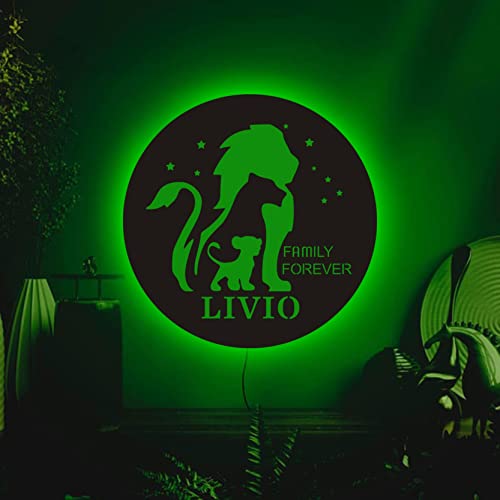 Lámpara de noche infantil LED de madera león multicolor miniatura 5