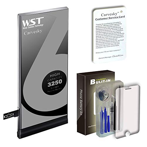 Carvesky High Capacity 3250 mAh Li-ion Battery for 6P Replacement with Complete Repair Tools Kits, Instruction and Screen Protector