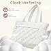 TILYMOL Tote Bag for Women, 15.6 Inch Laptop Bag, Large Quilted Work Shoulder Bag, Ultra Lightweight Puffer Handbag for Travel, Work, Gym (Beige)