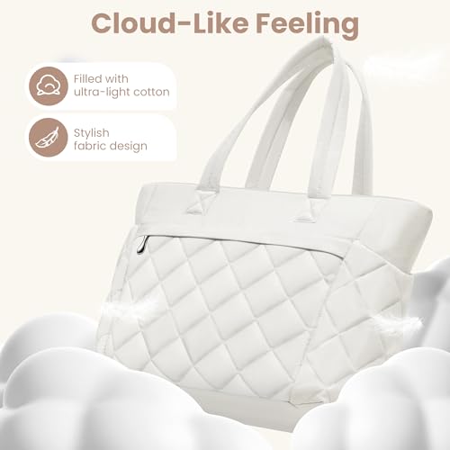 Tote Bag for Women, 15.6 Inch Laptop Bag, Large Quilted Work Shoulder Bag Ultra Lightweight Puffer Handbag for Travel3