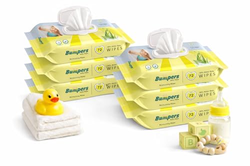 Image of Bumpers Baby Wipes | 99% Water Based | Alcohol & Paraben Free | Extra Thick | Safe for Sensitive Skin |72 Counts /Pack (Set of 6) (432 Wipes)