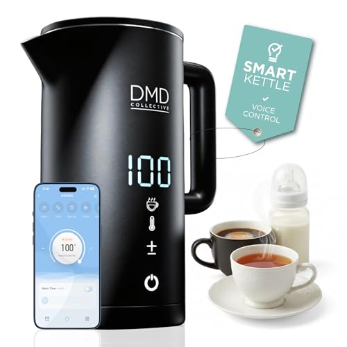 DMD Collective – Smart Kettle 1.5L, Wi-Fi Touchscreen, Voice Control with Alexa & Google | Digital Temperature Display, Double Wall & Anti-Scalding Design, Energy-Efficient 2200W
