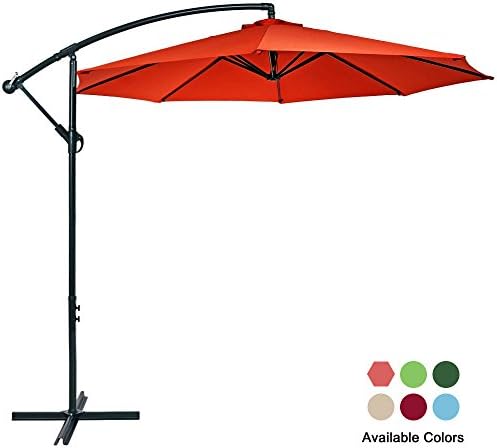 Garden Bean 10ft Patio Cantilever Aluminum Umbrella with Crank Outdoor Offset Easy Open Lift 360 Degree Rotation