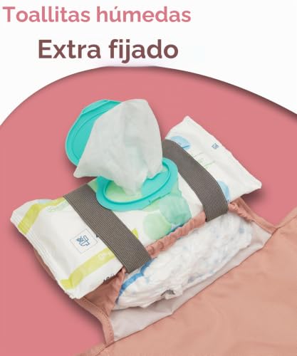 Miniatura 5 de Jubi Cambiador Portátil Bebé Dirty Pink Colchoneta Cambiador De Algodón Orgánico Poliéster Öko-Tex Plegable Y Fácil De Limpiar