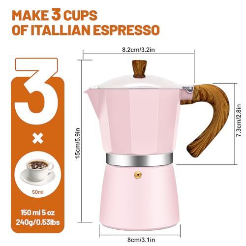 Image of 3 Cup Aluminum Espresso Stovetop Moka Pot Express Coffee Maker Percolator Italian Classic Mocha Coffee Machine for Italian and Cuban Cafe Brewing for Home & Camping 150ml 5oz