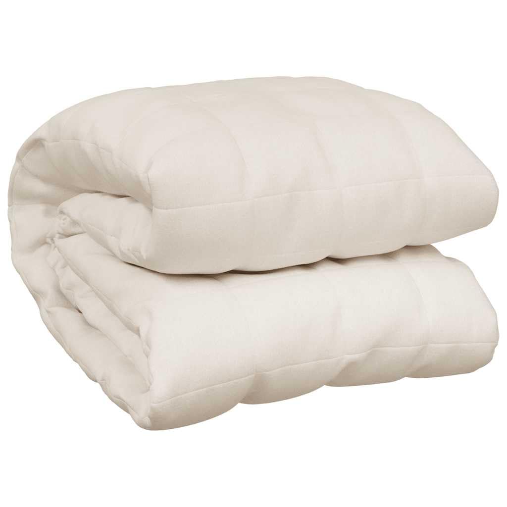 vidaXL Weighted Blanket Bedroom Bedding Calming Cotton Weighted Quilt Blanket for Anxiety Stress Relief Light Cream 220x260 cm 15 kg Fabric
