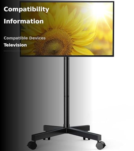 Image of Perlegear Rolling TV Stand for 23-60 Inch LCD LED OLED 4K Smart TVs Holds up to 88lbs, Mobile TV Stand with Height Adjustable, Tilting TV Cart with Locking Wheels Max VESA 400x400mm, PGTVMC16