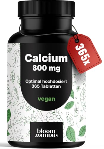 Calcium Tabletten Hochdosiert - 365 Tabletten - 800mg Calcium pro Tag - Calziumtabletten Hochdosiert - 180 Tage Vorrat - vegan und produziert in Deutschland Laborgeprüft Calcium Tabletten Hochdosiert - 365 Tabletten - 800mg Calcium pro Tag - Calziumtabletten Hochdosiert - 180 Tage Vorrat - vegan und produziert in Deutschland Laborgeprüft