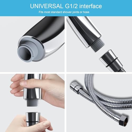 AquaHomeGroup 3 in 1 Faucet Handheld Shower Head, High Pressure Hand Shower Heads, Detachable Showerheads, Double-Sided Shower_Silver (Chrome)