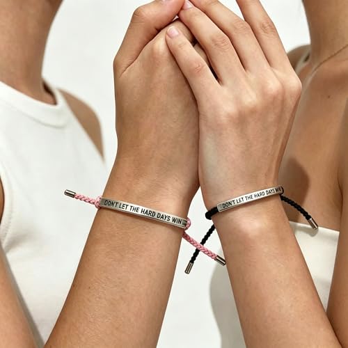 Choistily Dont Let The Hard Days Win Bracelet for Women Adjustable Handmade Braided Bracelet Stainless Steel Tube Engraved Inspirational Bracelet for Women Men Inspirational Jewelry Gifts (Silver A) by Choistily - Used condition - Image 4
