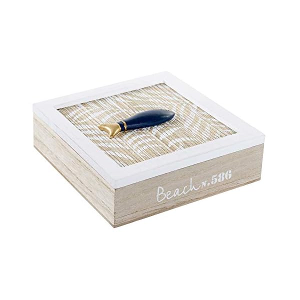 Space Home - Caja Almacenaje - Caja Regalo y Joyero - Almacenaje de Cocina - 4 Compartimentos - Blanco