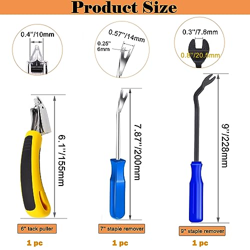 Image of 3Pcs Heavy Duty Upholstery and Construction Staple Remover with Tack Puller Tool, Nail Puller, Carpet Remover, for Removing All Kinds of Staples