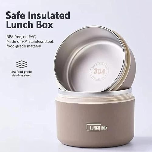 Image of 4 Container Insulated Lunch Box Set Food Lunch Container Bento Box Snack Box for Picnic & Office (Royal Brown)