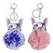ABOOFAN 2 Pezzi in Pelle Pu Pom Pom Portachiavi Peluche Animali di Peluche Ciondolo Portachiavi Tag Chiave Borsa Auto Borsa Fascino Pendente per Baby Shower Festa di Compleanno Favore