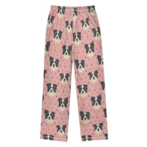 Border Collie Pink Pattern Pajama Pants Soft Sleep Bottoms Long Pjs S2
