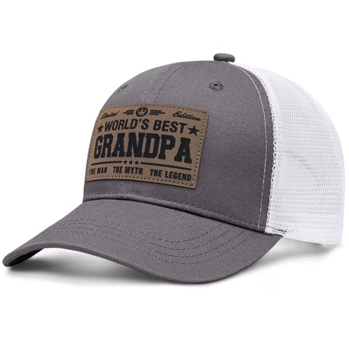 Image of Fathers Day Dad Papa Gifts from Daughter Son Wife, Unique Men's Hat for Dad Grandpa Husband, Leather Pattern Baseball Cap