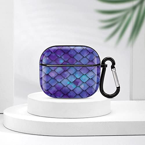 Dragon Scales Purple Case For Airpods 3Rd Generation Cover Protective Hard Cover Shockproof For Women Girls With Keychain #TOP6
