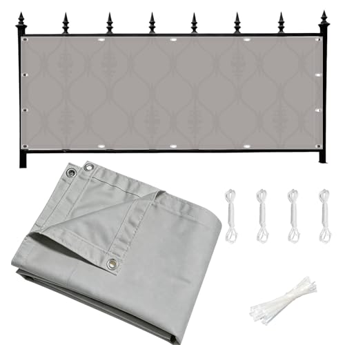 Brise vue balcon 140x610 gris clair avec trous et serre câbles - 2