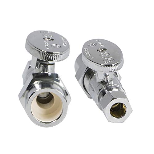 Image of Midline Valve 82412QS-OM-5 Water Supply Stop Valve with Quarter Turn Wheel; One Piece Design; Straight Shut-off for Toilet, Sink, Dishwasher; 1 /2 in. CPVC x 3 /8 in. COMP; Chrome Plated Brass (5 Pack)