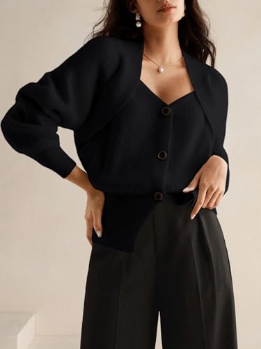 Women's Button Down Cardigan Sweater V Neck Long Sleeve Casual Open Front Crochet Tops Knitted Coat4