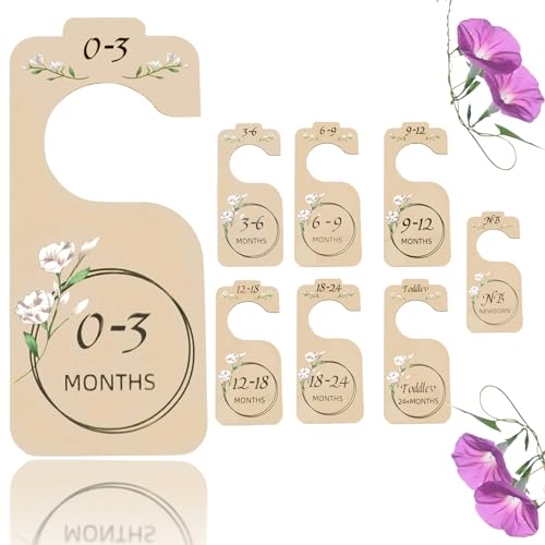Image of Baby Closet Dividers for Baby Clothes Organizer - 8 Pcs Double-sided Baby Clothes Dividers for Closet, Baby Clothes Size Hanger Organizer from Newborn to 24 Months for Boho Nursery Decor
