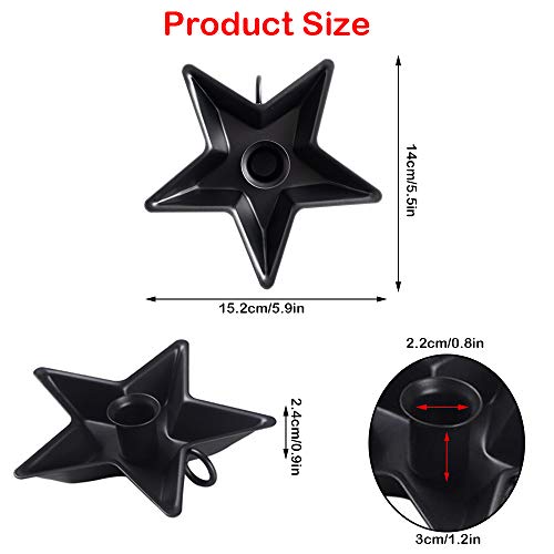 2Pcs Decorative Iron Plate Candle Holder With Five-Pointed Star Shape, Candle Holders For Candlesticks Rustic, Candle Holders For Candles, Candle Holders For Taper Bulk (Black) #TOP1