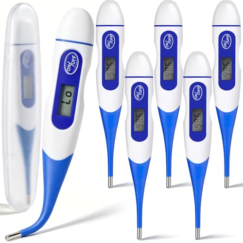 TrelaCo 6 Pcs Digital Thermometers Bulk, Oral Fast Reading, Blue