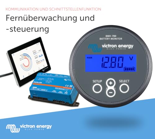 Victron Energy BMV-700 Batteriemonitor mit Display - 6.5-95 VDC - Fungiert als Batteriewächter - Grau
